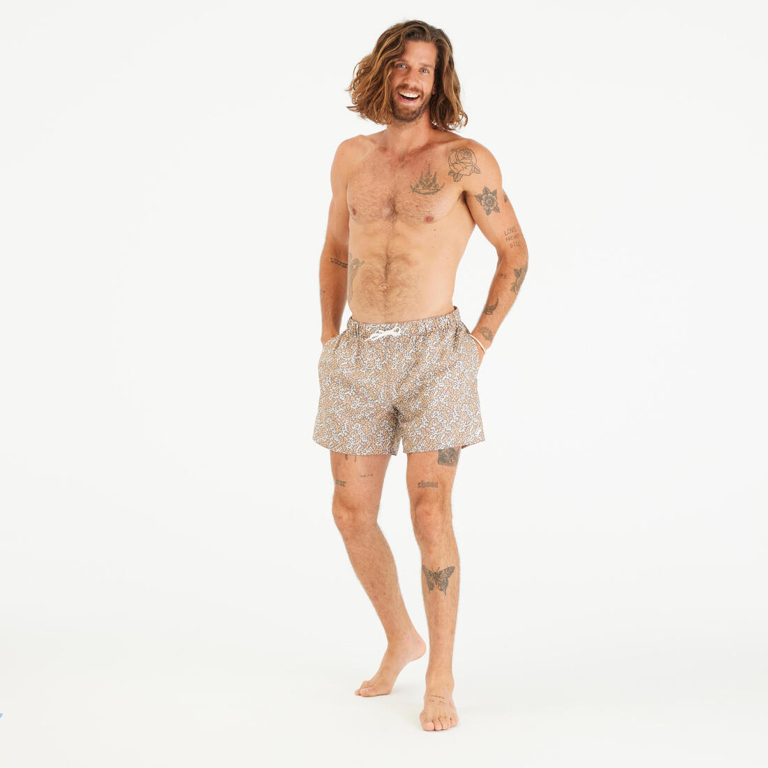 Boardshort surf 100 15" POPSTRIPE BLUE