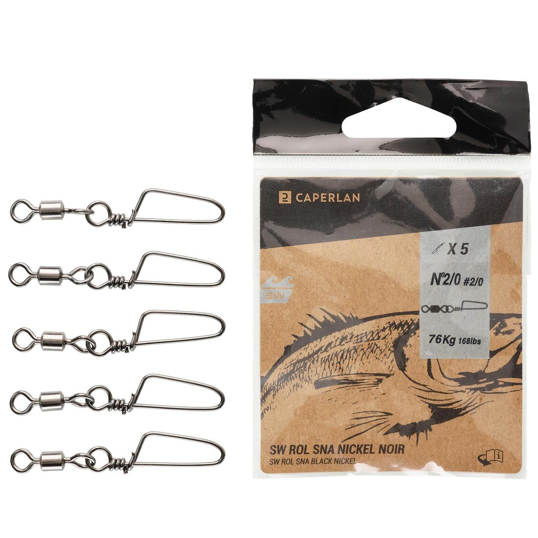 Émerillon agrafe pêche rolling snap BLACK NICKEL SW x5