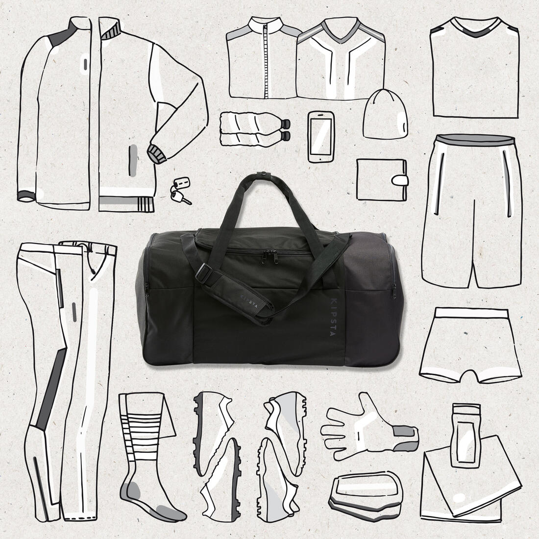 Sac de sport pliable à bandoulière, Club 100 75L