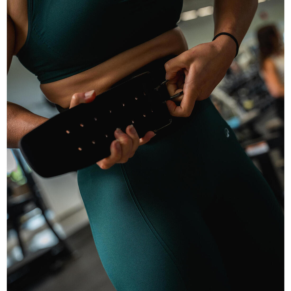 Ceinture lombaire de musculation en cuir résistante, noire