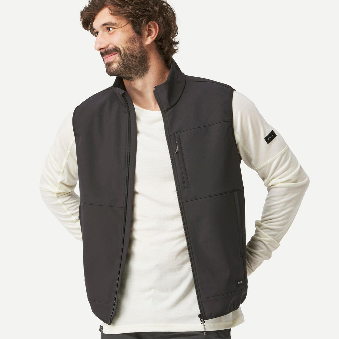 Gilet de trek coupe-vent softshell homme, MT100 noir