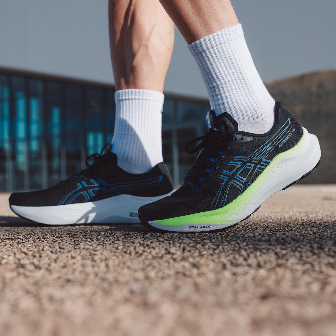 Chaussures de Running Homme, Asics GT-2000 14 noir bleu et vert