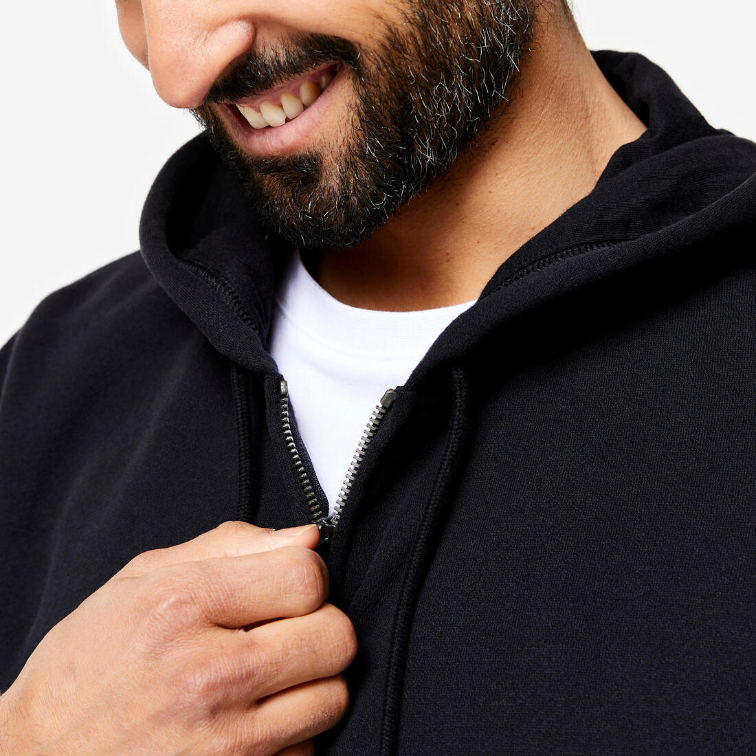 Sweat zippé à capuche de fitness en molleton homme