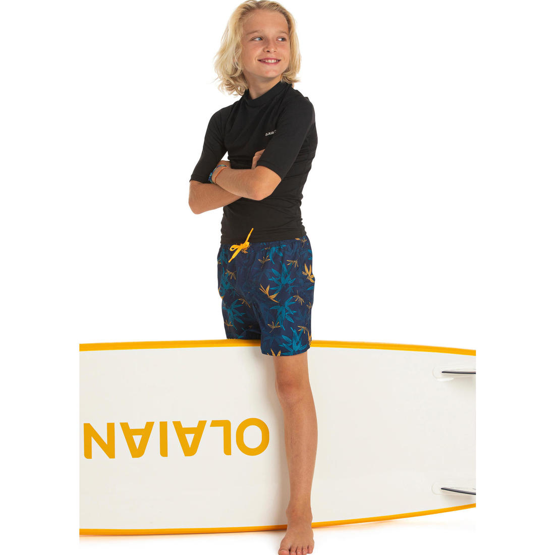 Short de bain 100 bleu noir