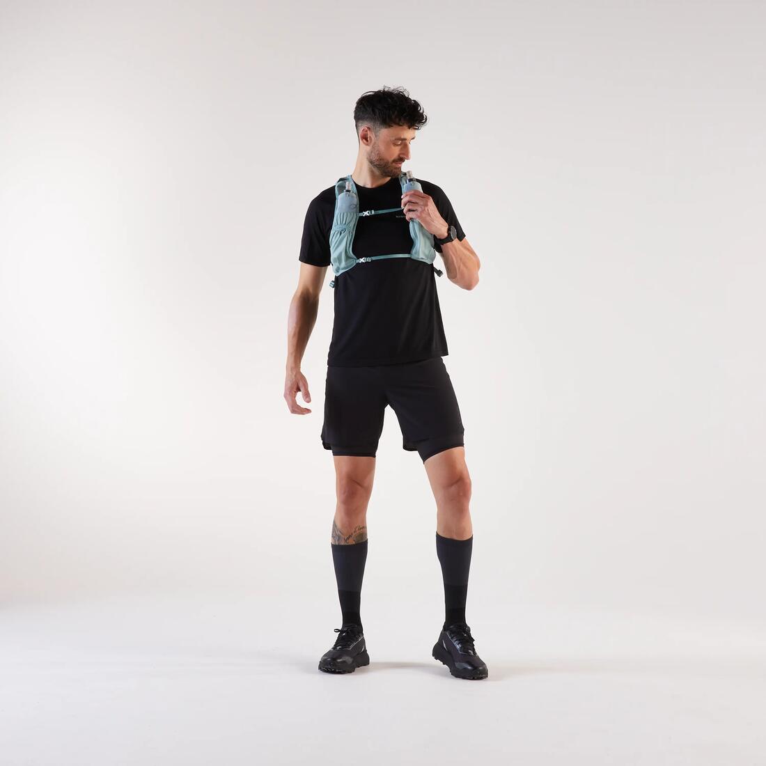 Sac trail running 5l turquoise - vendu avec poche à eau 1l