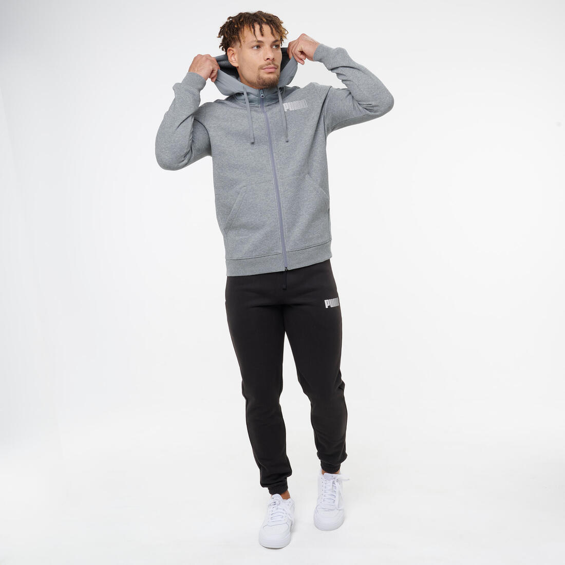Sweat à capuche zippé en coton homme
