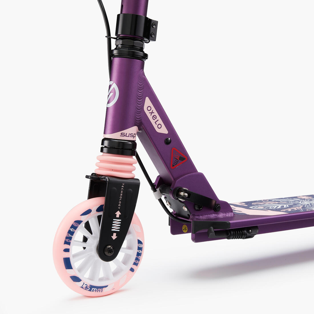 Trottinette enfant mid5 avec frein au guidon et suspension violette