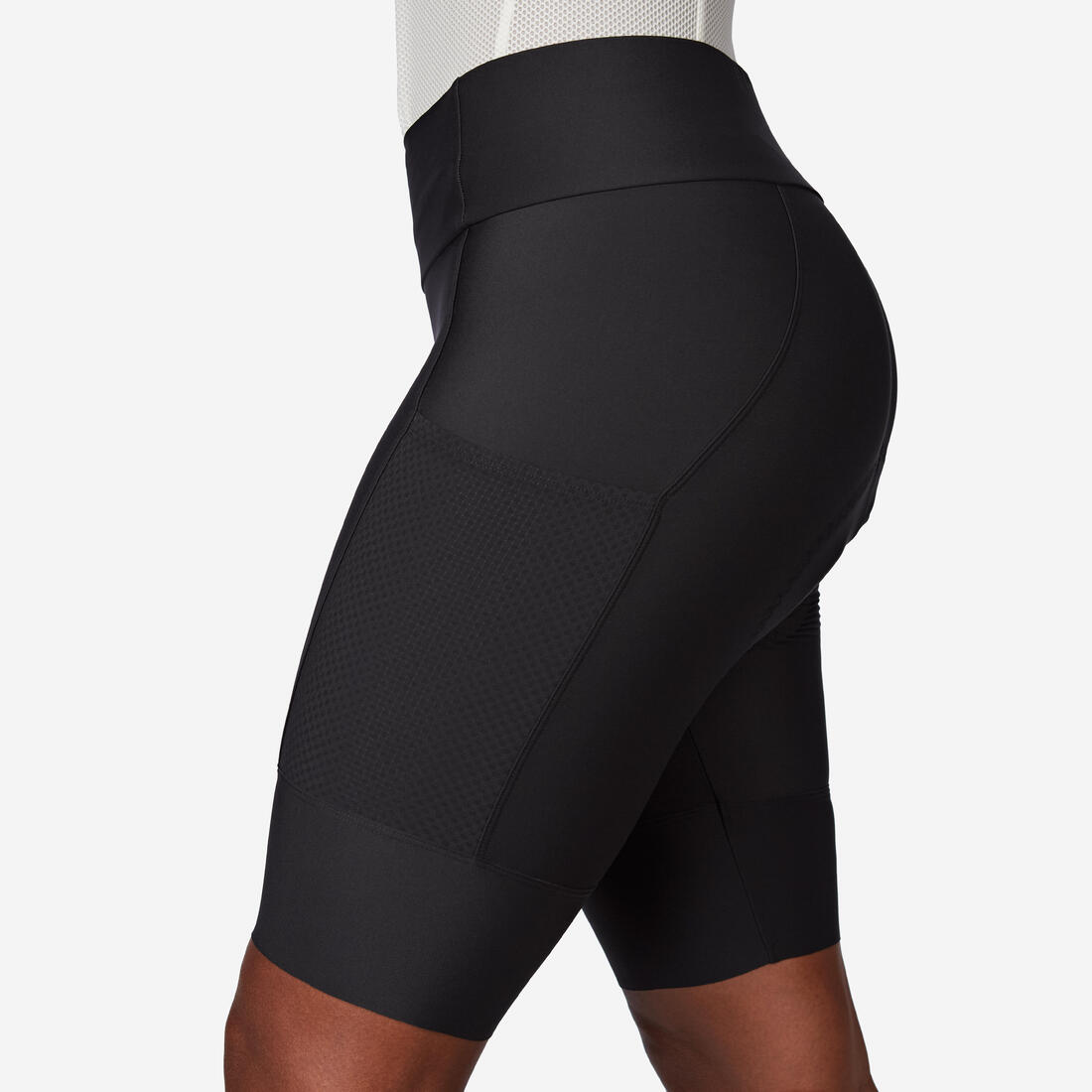 Cuissard court de vélo de route sans bretelles femme endurance, EDR noir