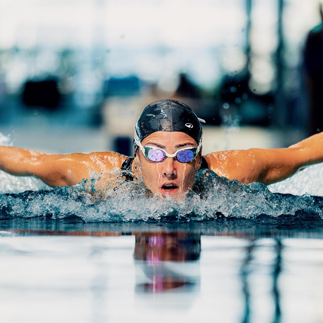 Lunettes de natation Taille Unique - Bfit blanc teintés bleus - Nouvel anti-buée