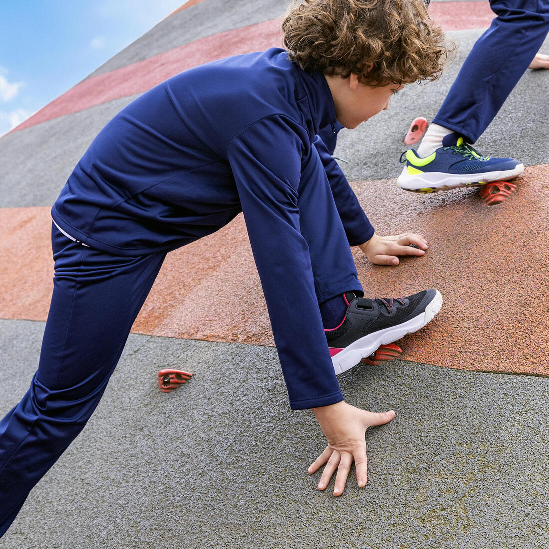 Survêtement enfant synthétique respirant - Gym'y bleu, pantalon marine