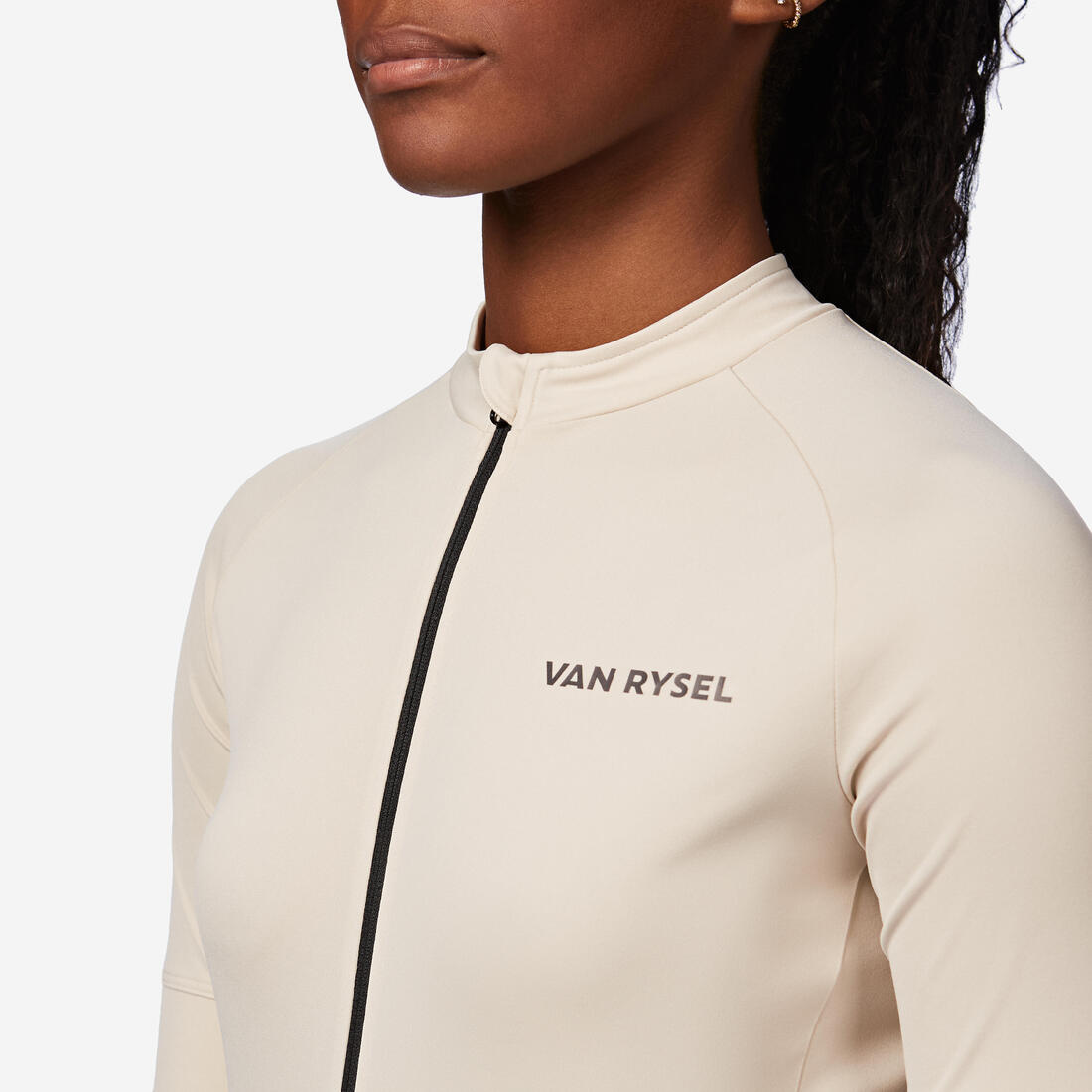 Maillot manches courtes de vélo de route femme - Discover beige