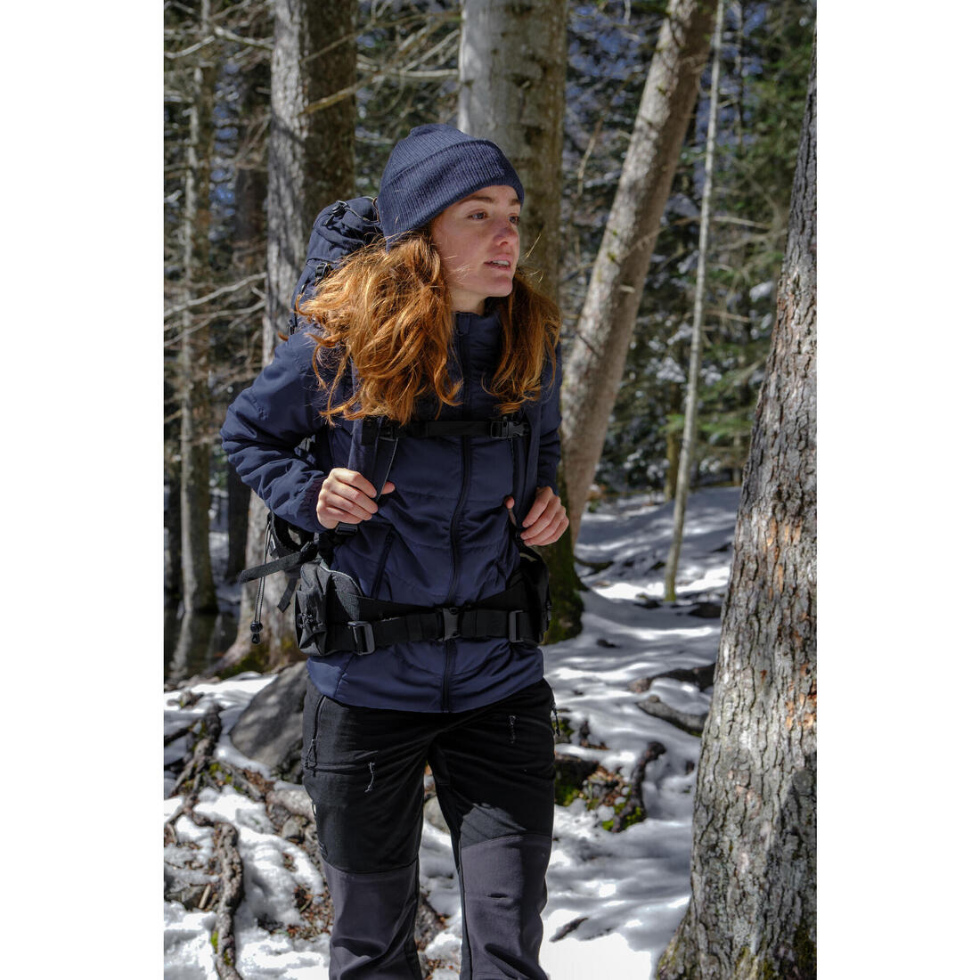 Doudoune de trek synthétique femme, MT50 5°C bleu