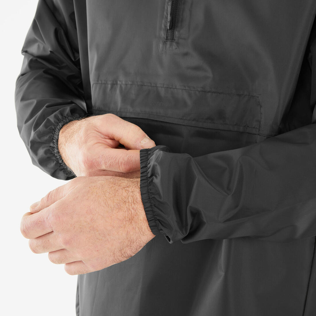 Veste de randonnée coupe-vent imperméable homme, Raincut 1/2 Zip noir