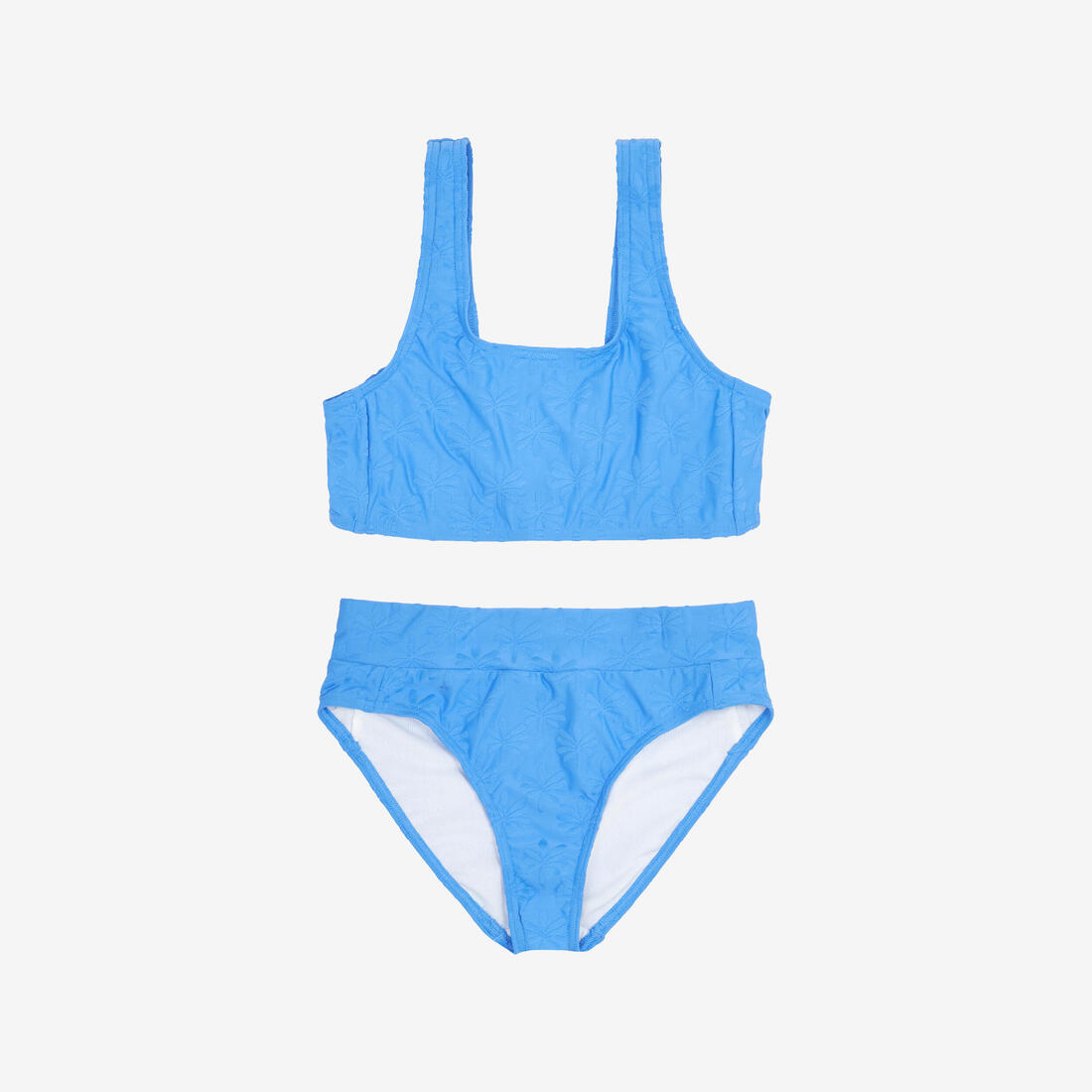 Maillot 2 pièces surf brassière taille haute Fille - 500 Lao miami lavande