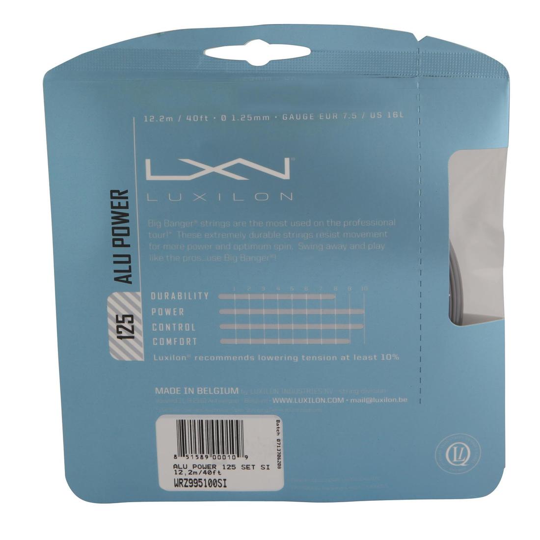 Cordage de tennis monofilament Luxilon big banger alu power 1,25mm gris