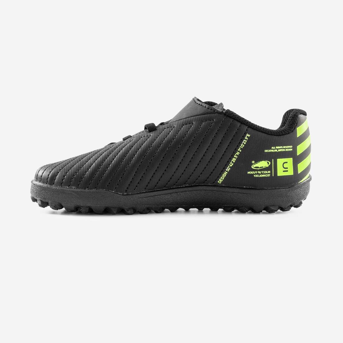 Chaussures de football enfant a scratch 100 easy turf tf noir et jaune
