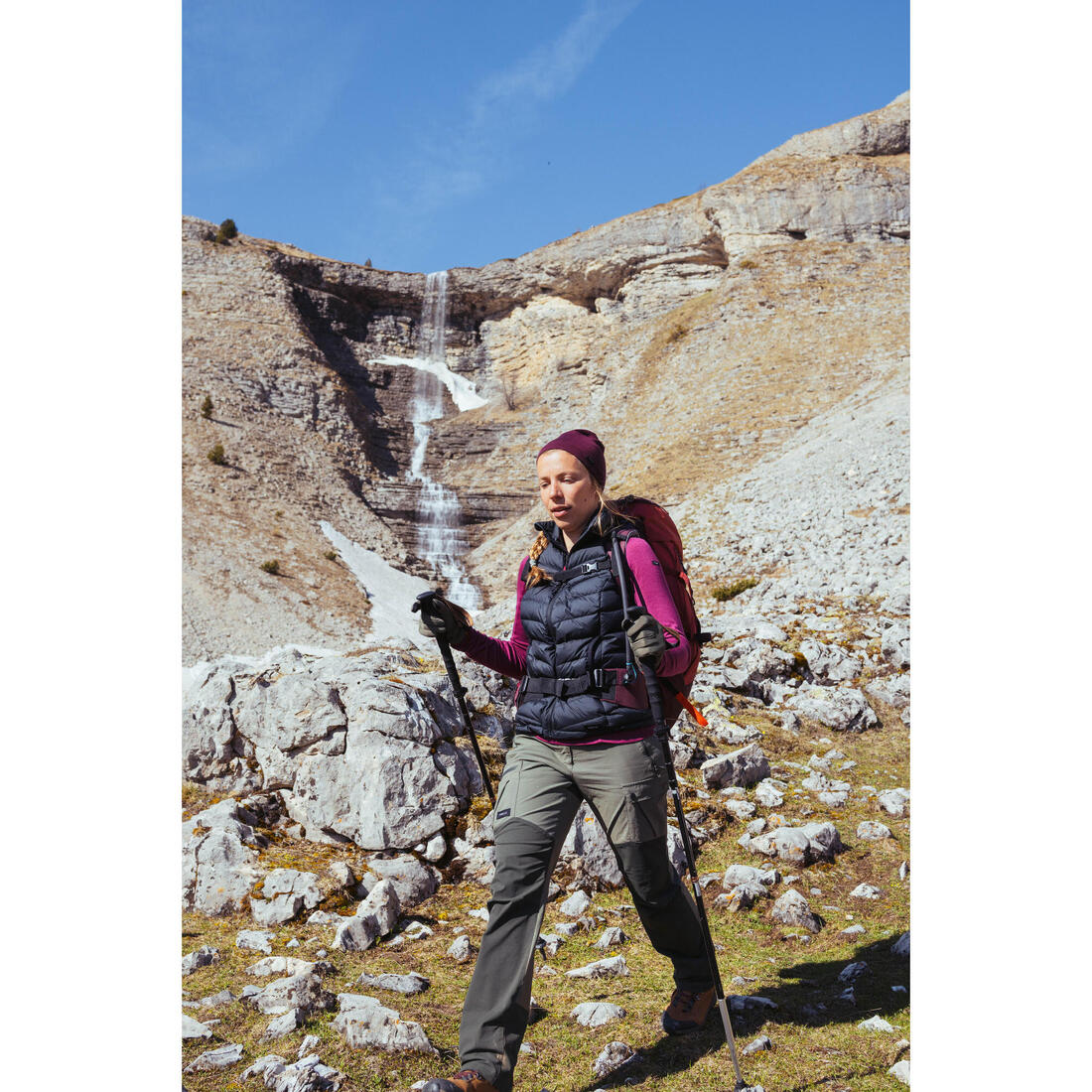 Doudoune sans manches en duvet de trek montagne - mt500 - femme