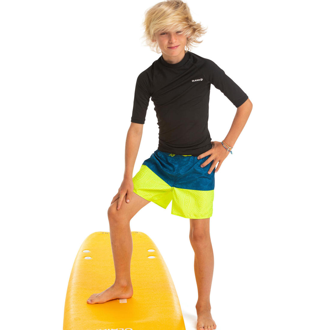 Short de bain 100 bleu noir