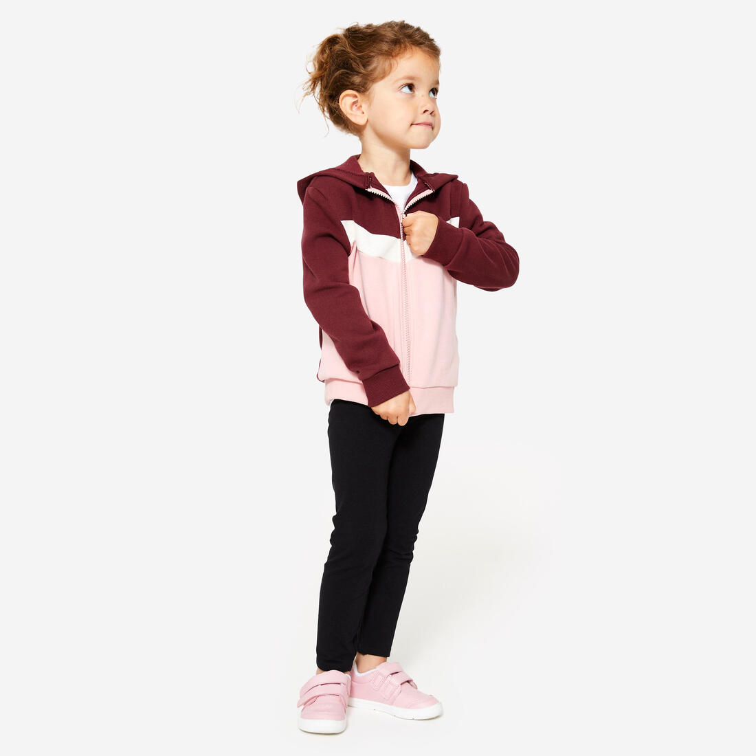 Sweat Zippé bébé Basique, bordeaux et
