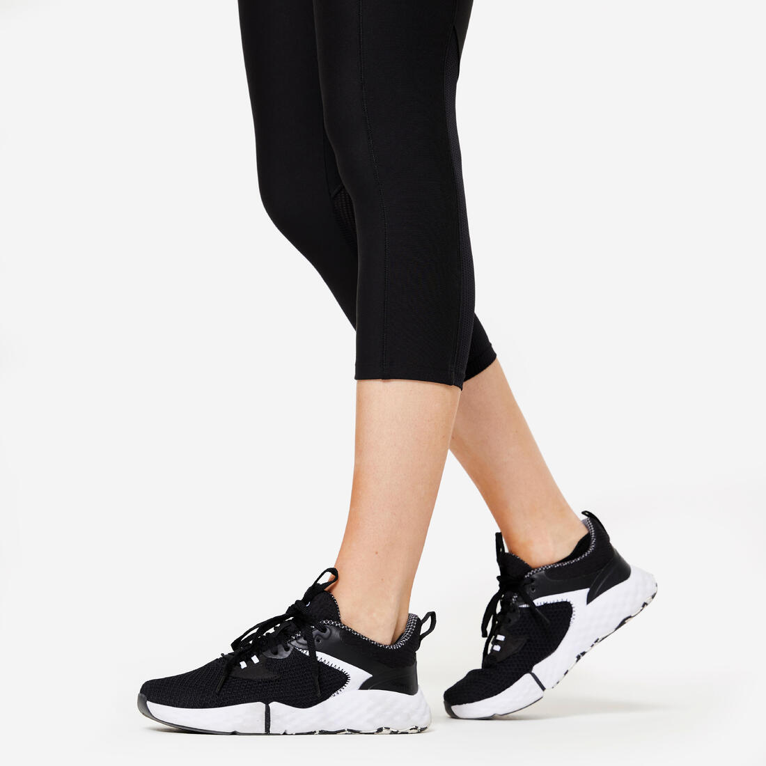 Legging de sport court avec poche de téléphone femme, noir