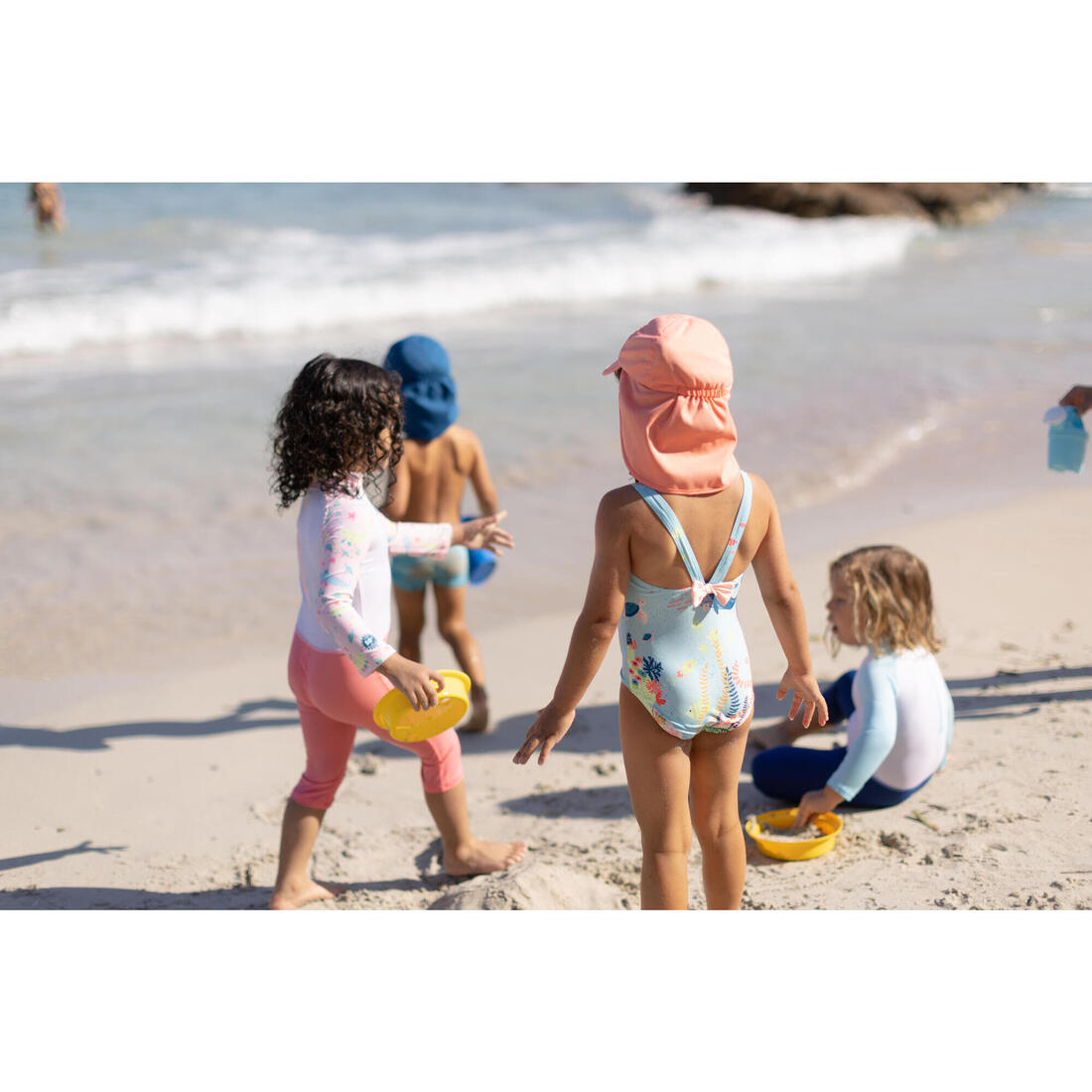 Maillot de bain 1 pièce bébé fille rose imprimé rayures