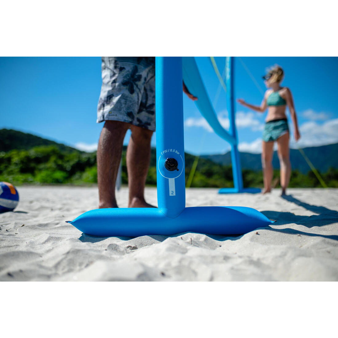 Set (Filet et structure) de Beach volley 500 gonflable bleu