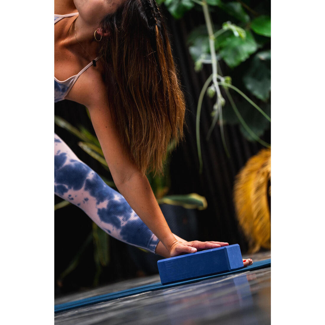 Brique de yoga en mousse, acajou