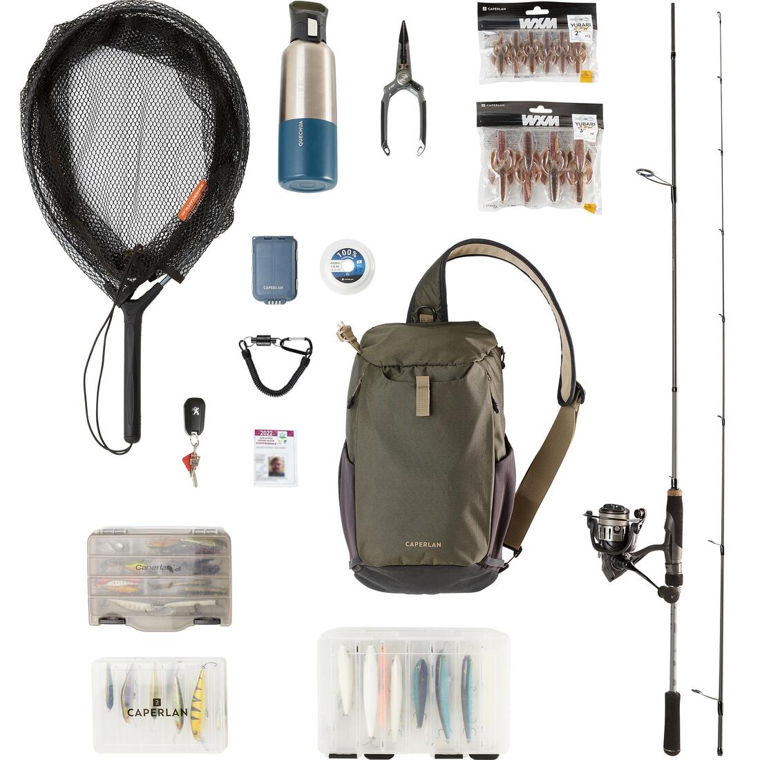 Sac à bandoulière de pêche 9l - sling bag 100 kaki