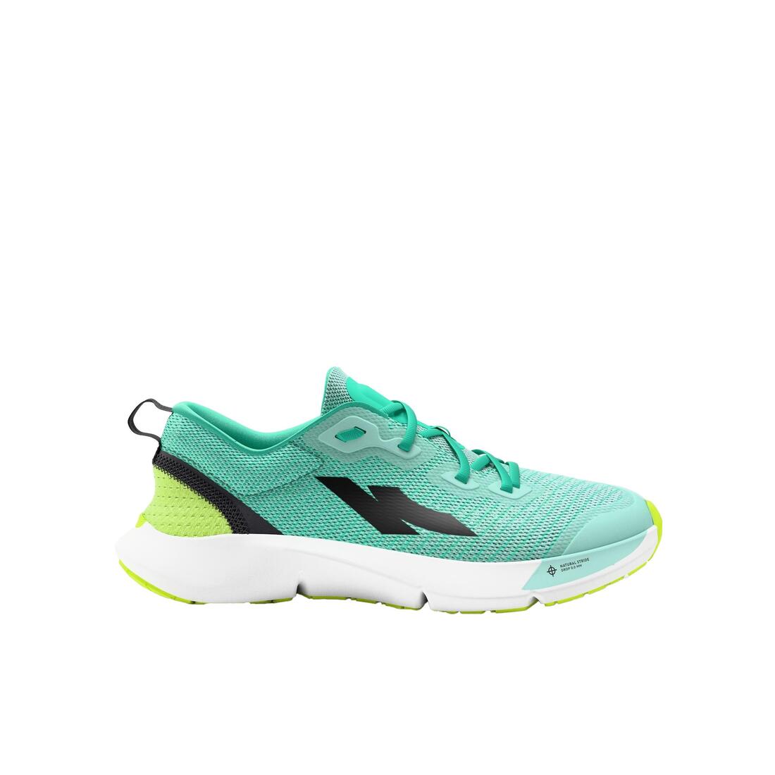 Chaussures de running drop 0 Enfant - KIPRUN KN500 vertes jaunes noires