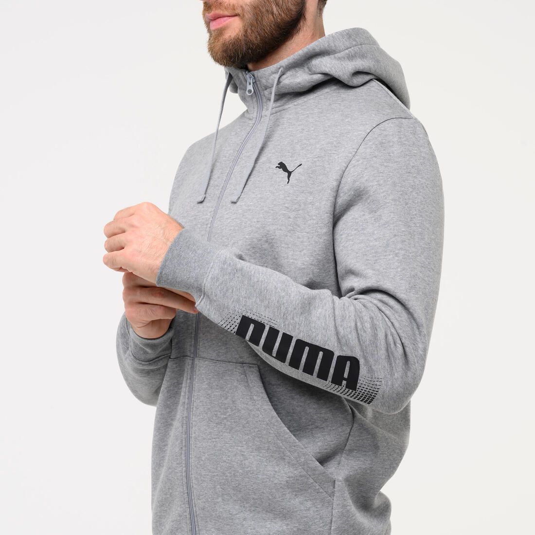Sweat à capuche zippé homme, gris