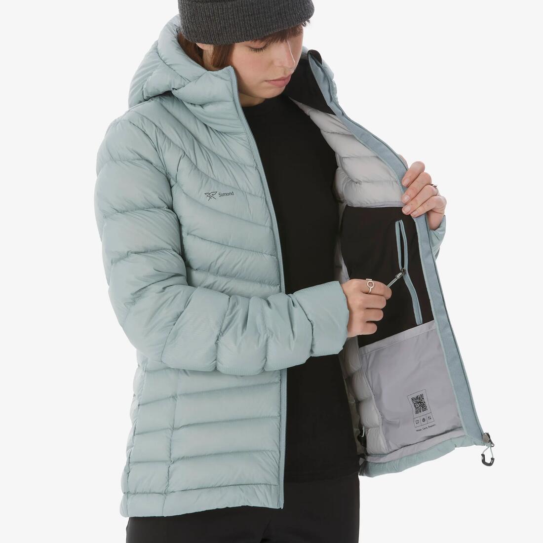 Doudoune à capuche en duvet de trek montagne - mt500 -10 °c - femme