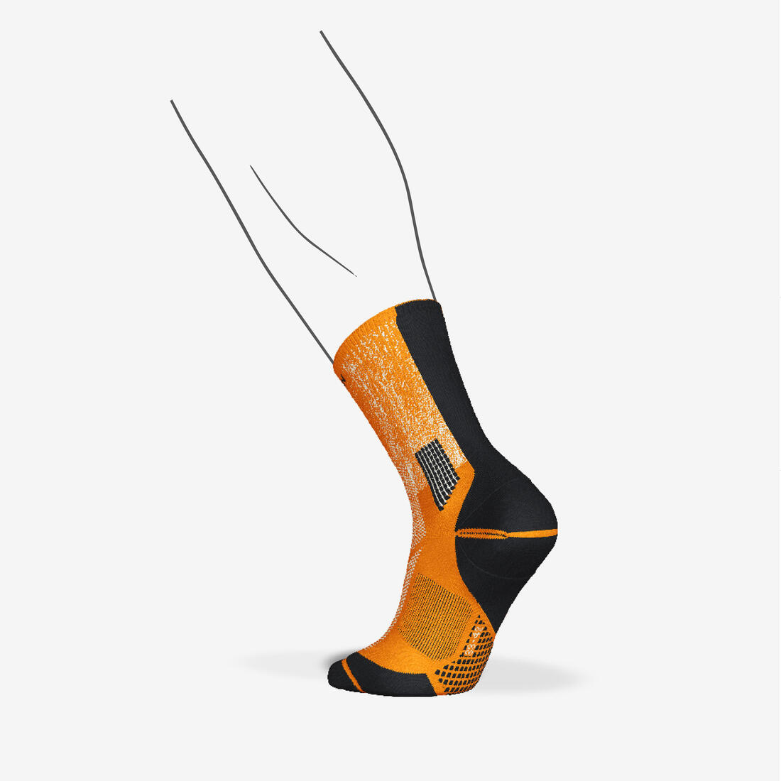 Chaussettes de running KIPRUN run900 épaisses mi-mollet oranges + graf