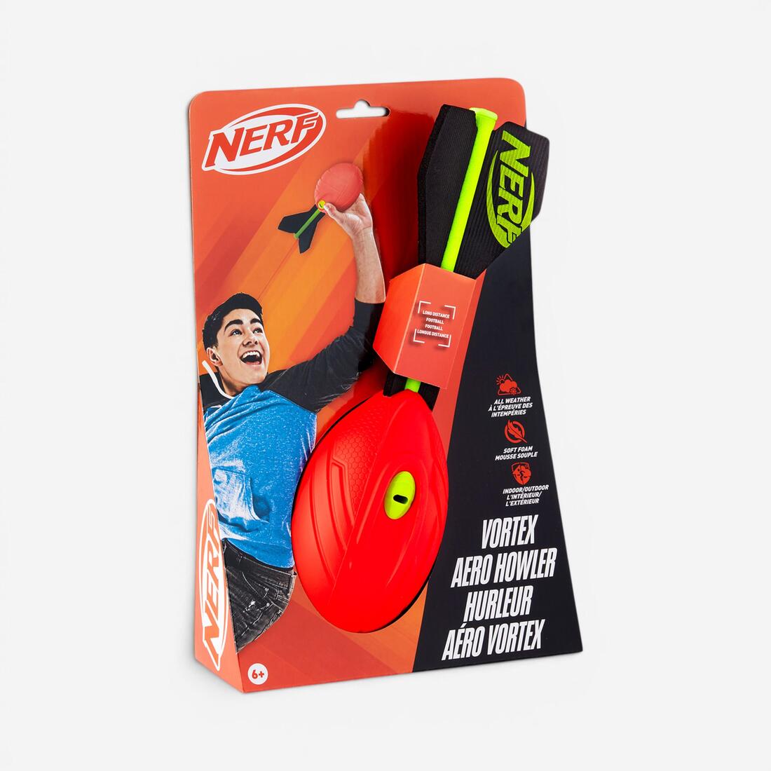 Ballon javelot vortex nerf 32 cm pour enfant orange ou vert