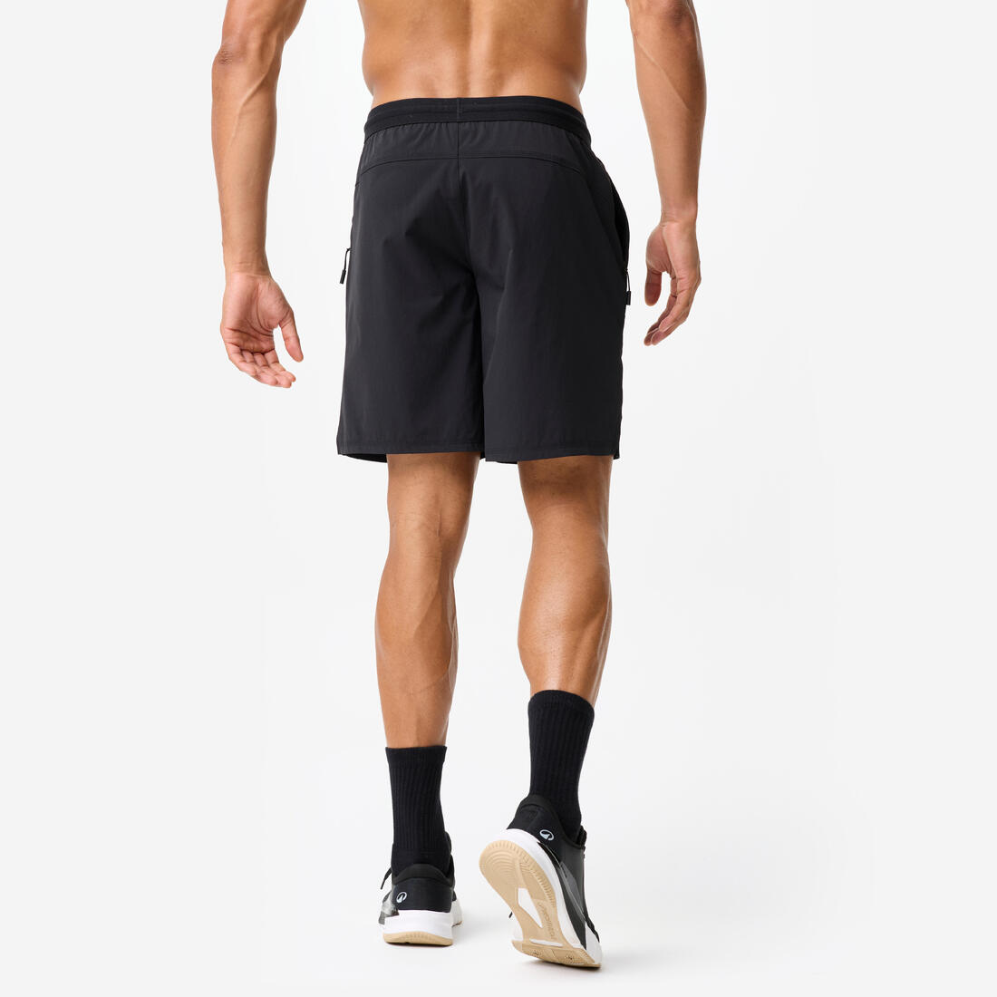 Short de fitness long 23cm homme, noir et