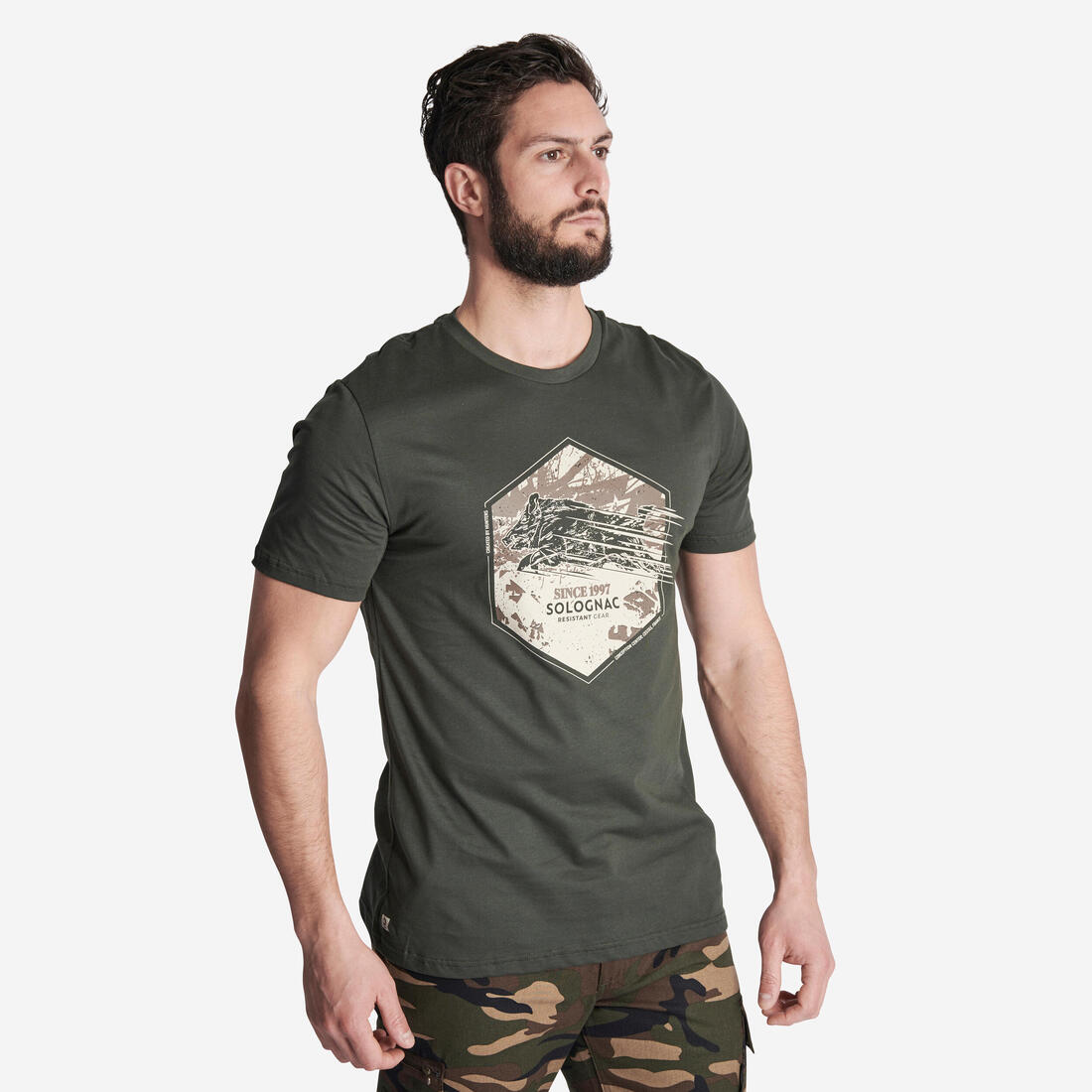 T-shirt manches courtes coton - 100 Sanglier
