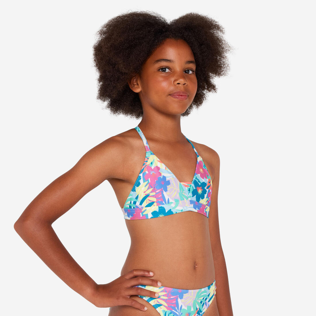 Haut de maillot de bain fleuri surf Fille - Lizy cobe