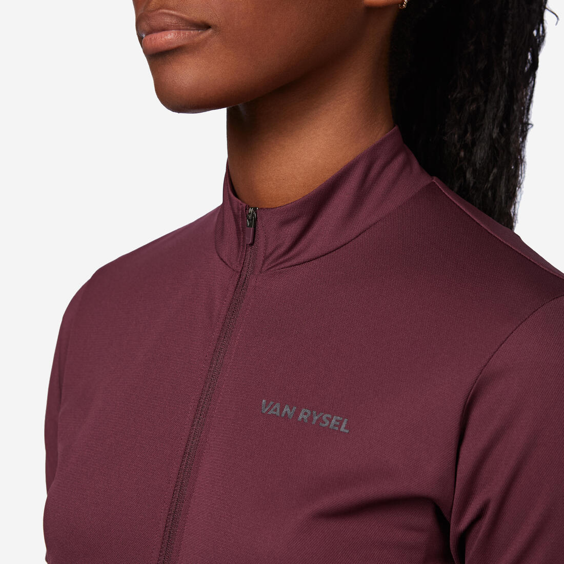 Maillot manches courtes de vélo de route femme, Essential bordeaux