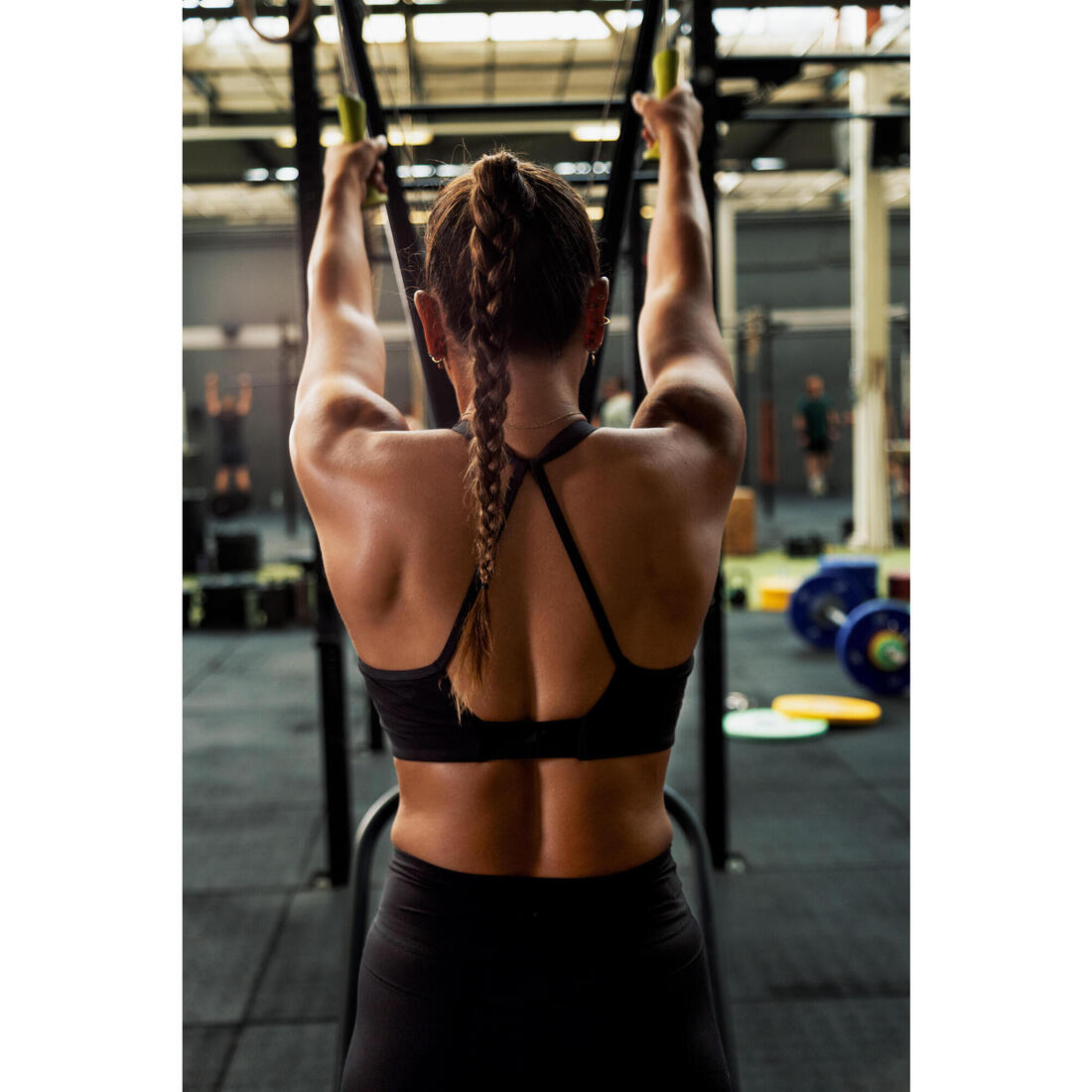 Brassière dos ouvert maintien léger Femme, Noir