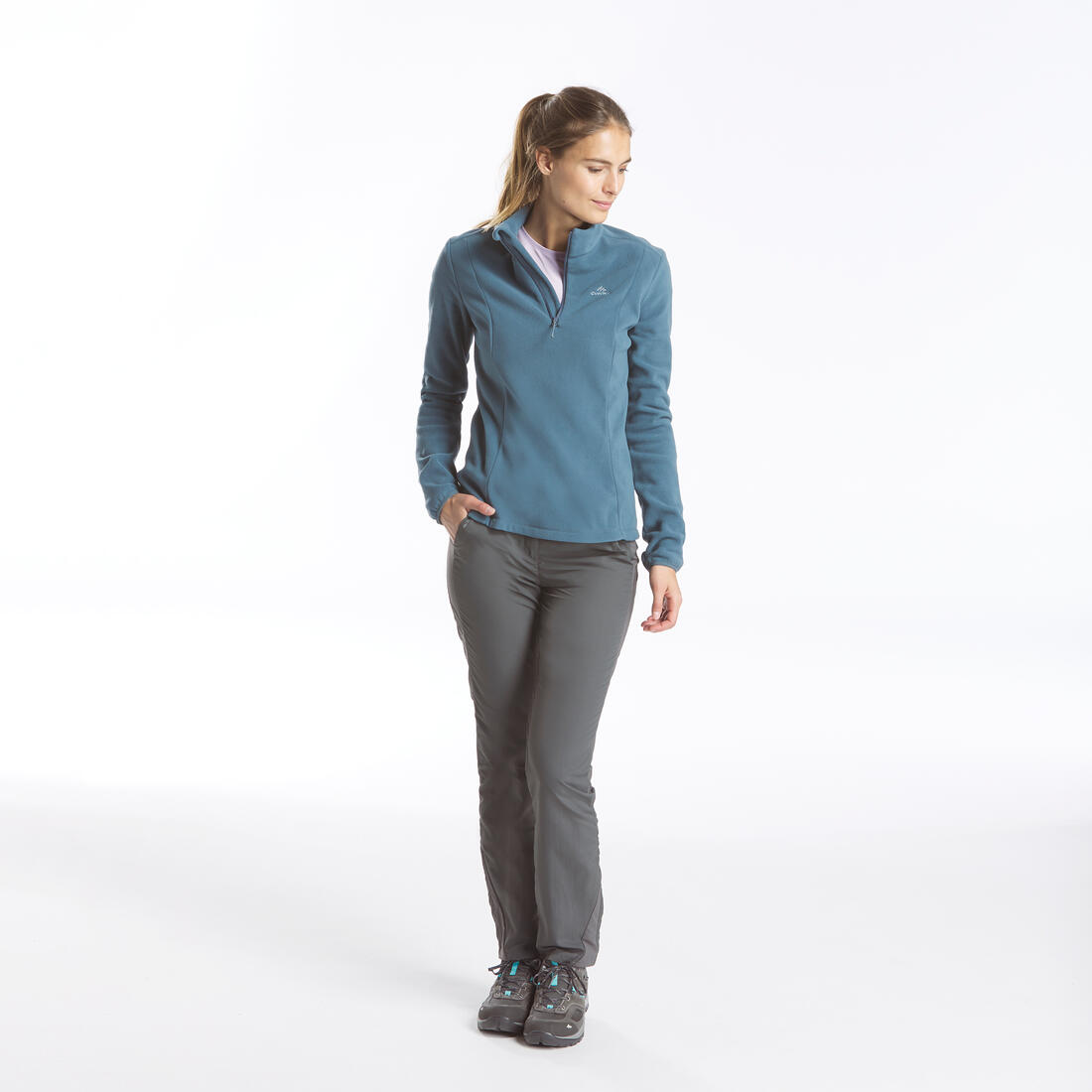 Polaire de randonnée montagne femme, MH100 demi zip