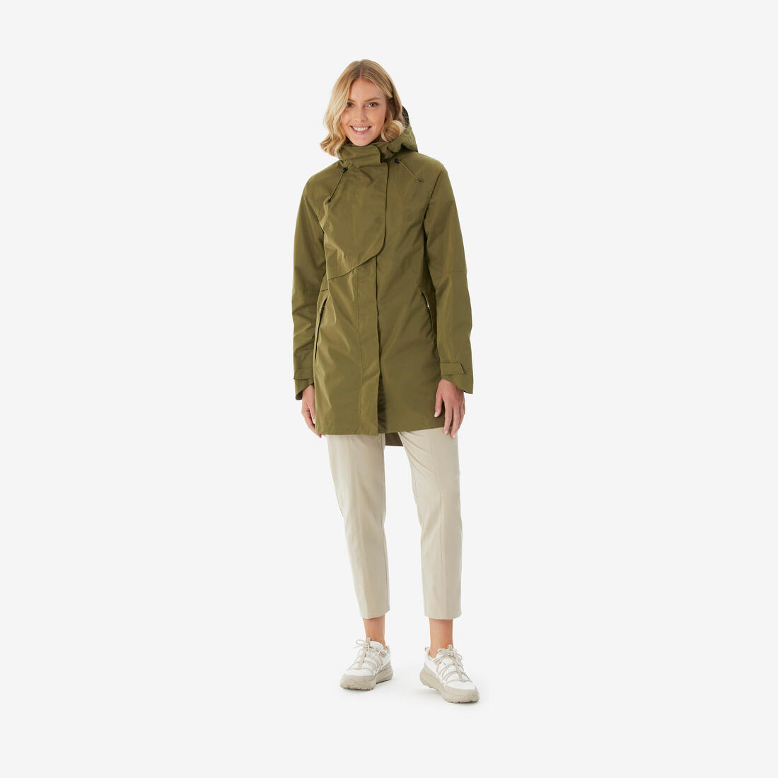 Veste longue imperméable femme, NH500