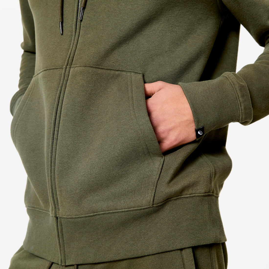 Sweat zippé à capuche de fitness en molleton homme