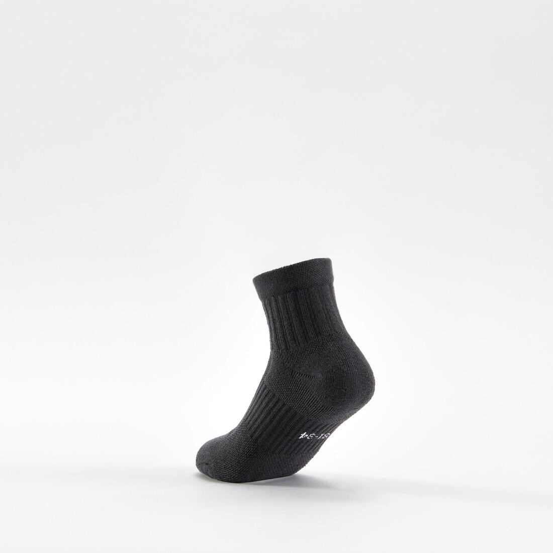 CHAUSSETTES DE SPORT ENFANT HAUTES RS 500 NOIR BLANC GRIS LOT DE 3