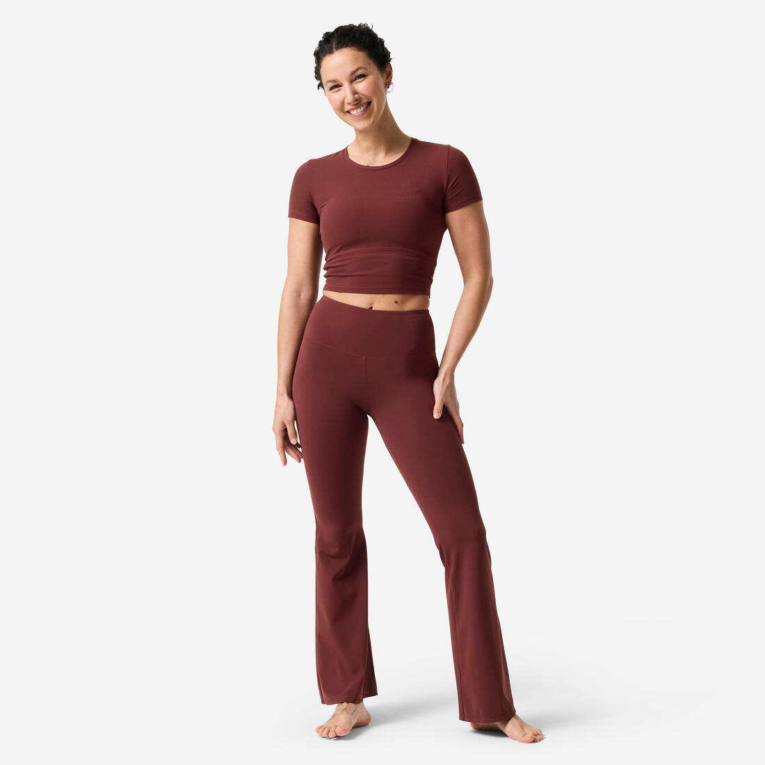 T-shirt de yoga et Pilates extensible et doux femme, Breathe