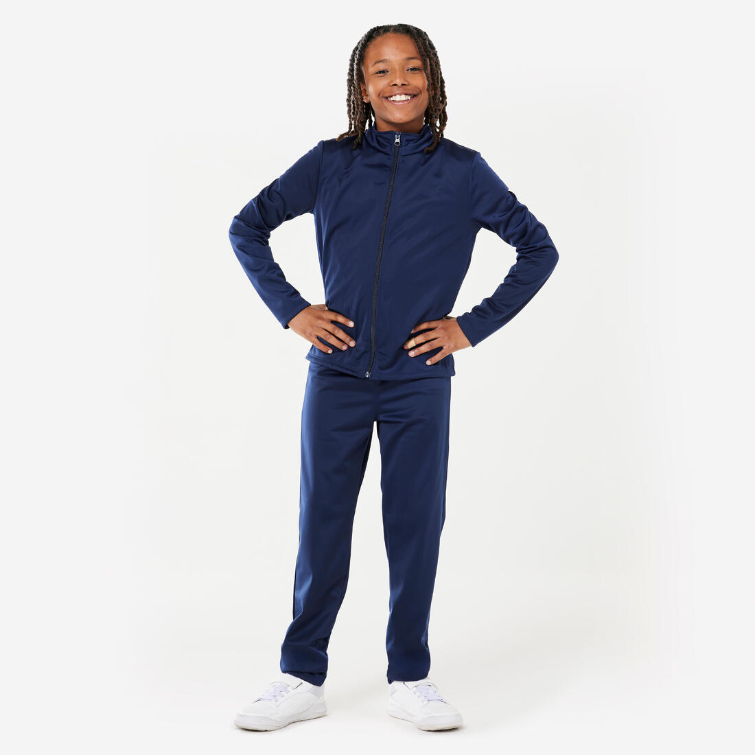 Survêtement enfant synthétique respirant - Gym'y bleu, pantalon marine