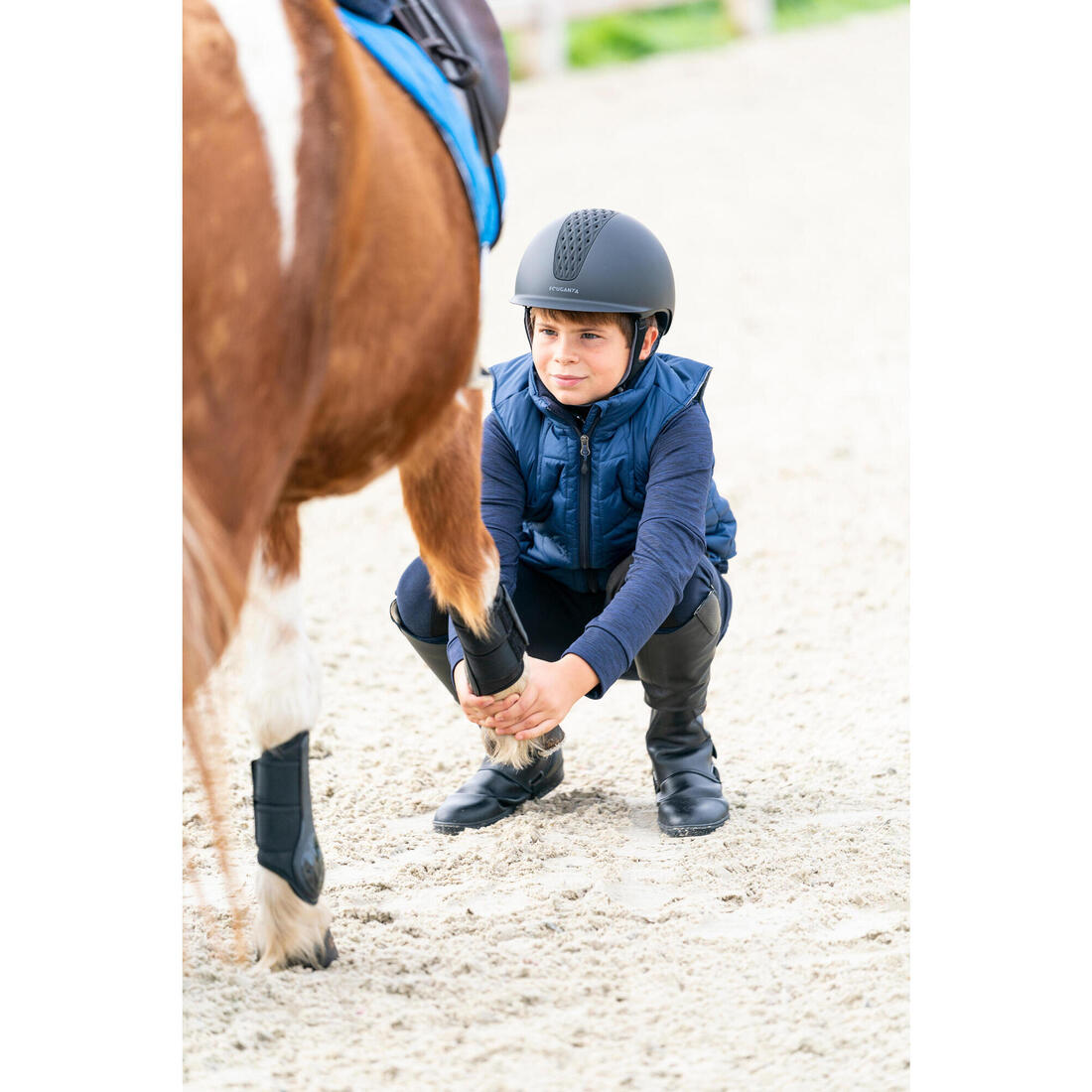 Doudoune équitation sans manches Enfant - 500 bleu turquin et marine
