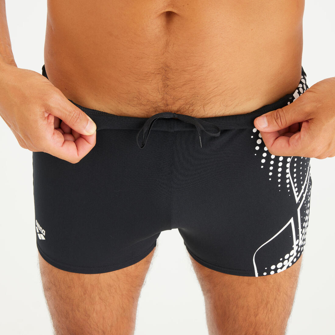 Maillot boxer de bain natation Homme - Arena noir graph blanc