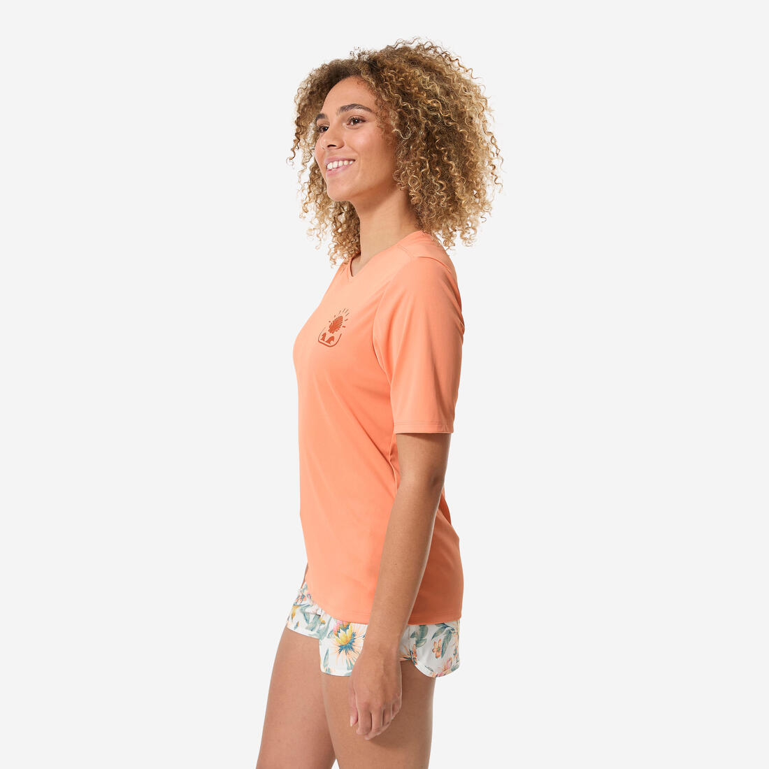 Tee shirt anti uv surf manches courtes Femme - Malou greige
