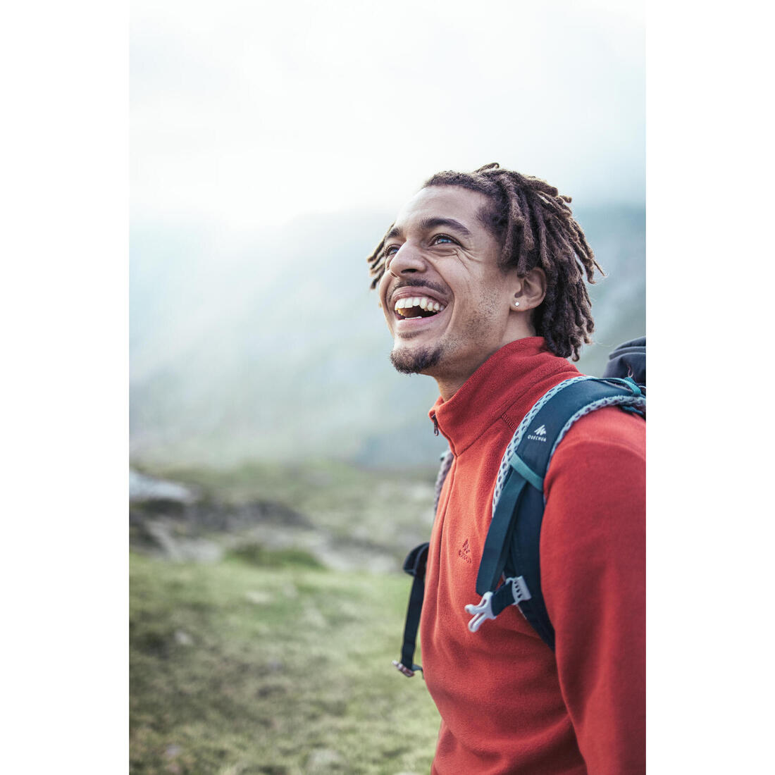 Polaire de randonnée montagne homme, MH100 demi zip bleu