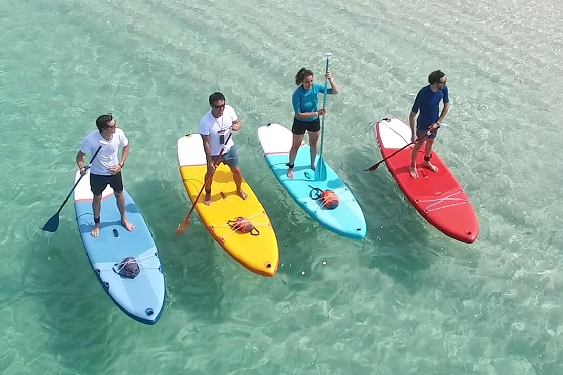 PAGAIE DE STAND UP PADDLE 100 REGLABLE 170-220 CM ORANGE 2 PARTIES