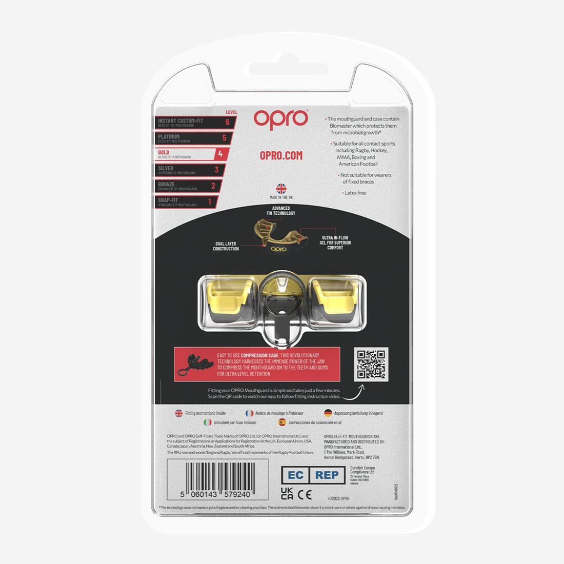 Protège-dents Adulte - OPRO Gold noir et or